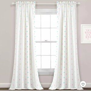 NEW Lush Decor Rainbow Tufted Dot One Window Panel Semi Sheer Curtain Rod Pocket